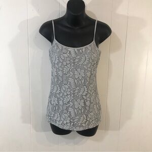 Ann Taylor Grey Knit Over Lay Grey Tank Top Size Small